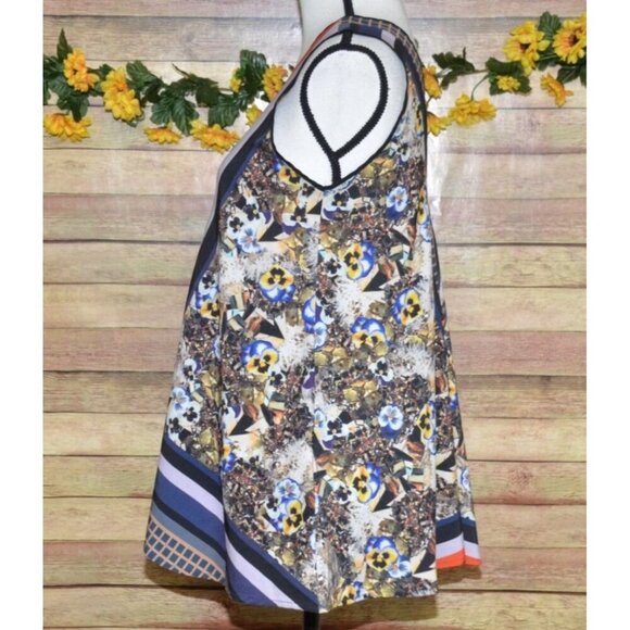 Clover Canyon Top Women's S Chiffon Multicolor Mixed Print Blouse Sleeveless - Picture 4 of 9